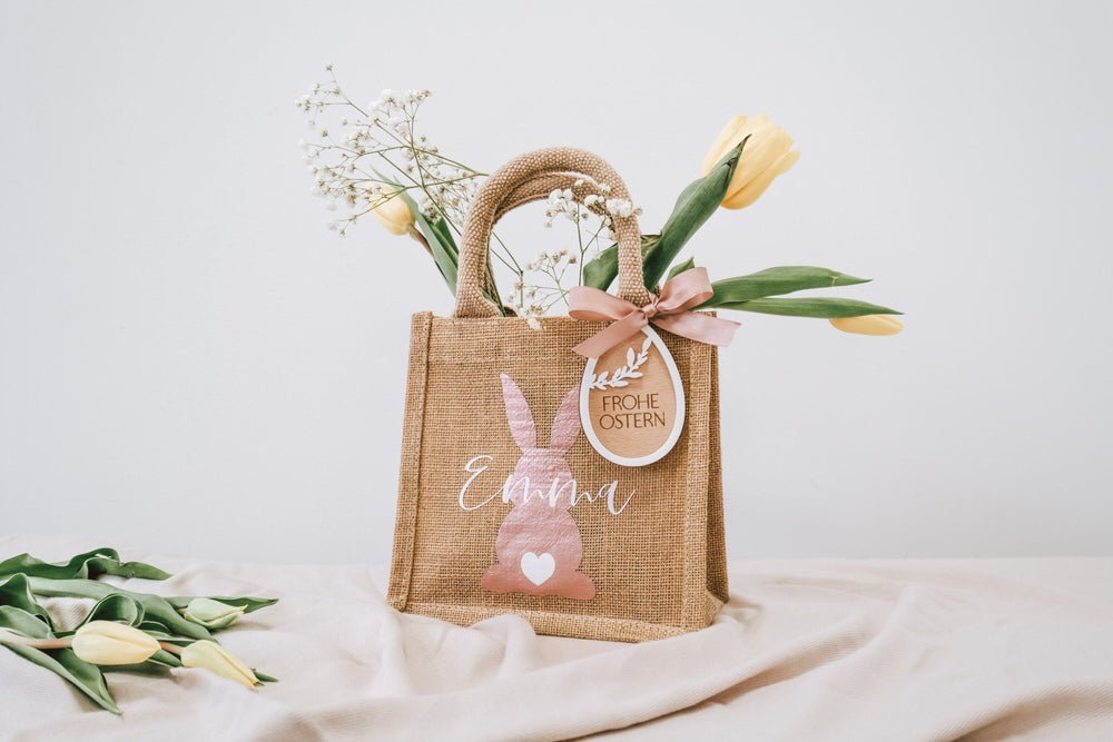 Jute Ostertasche mit Anhänger für Kinder - Jellies Design
