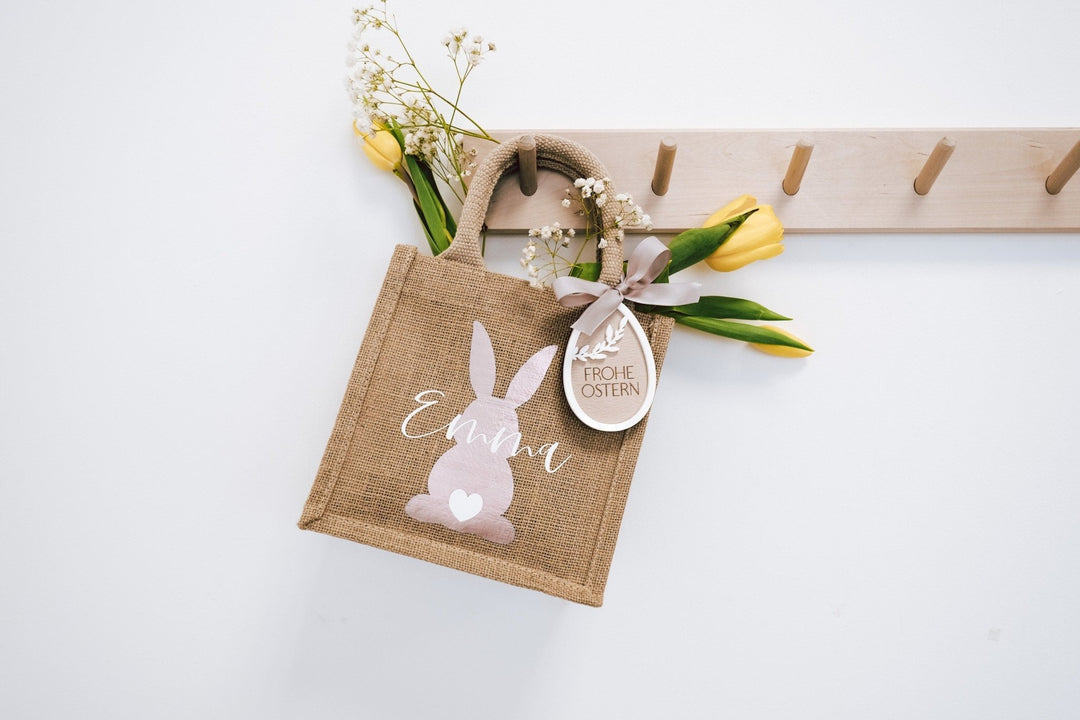 Jute Ostertasche mit Anhänger für Kinder - Jellies Design