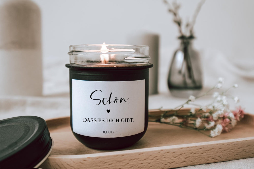 Kerze im Glas "schön, dass es dich gibt" - Jellies Design