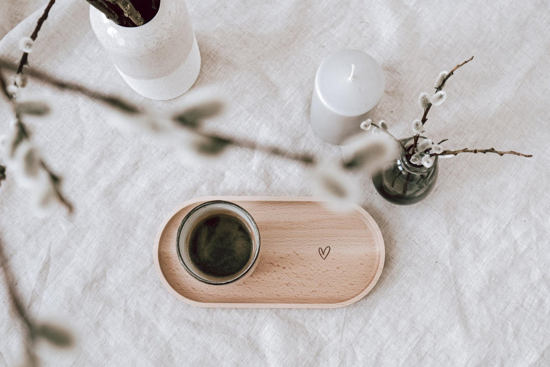 Tablett aus Holz mit Herz - Jellies Design