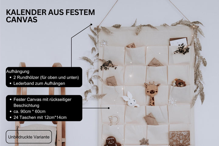 Personalisierter Adventskalender für die gaze Familie aus Stoff mit Namen - Jellies Design