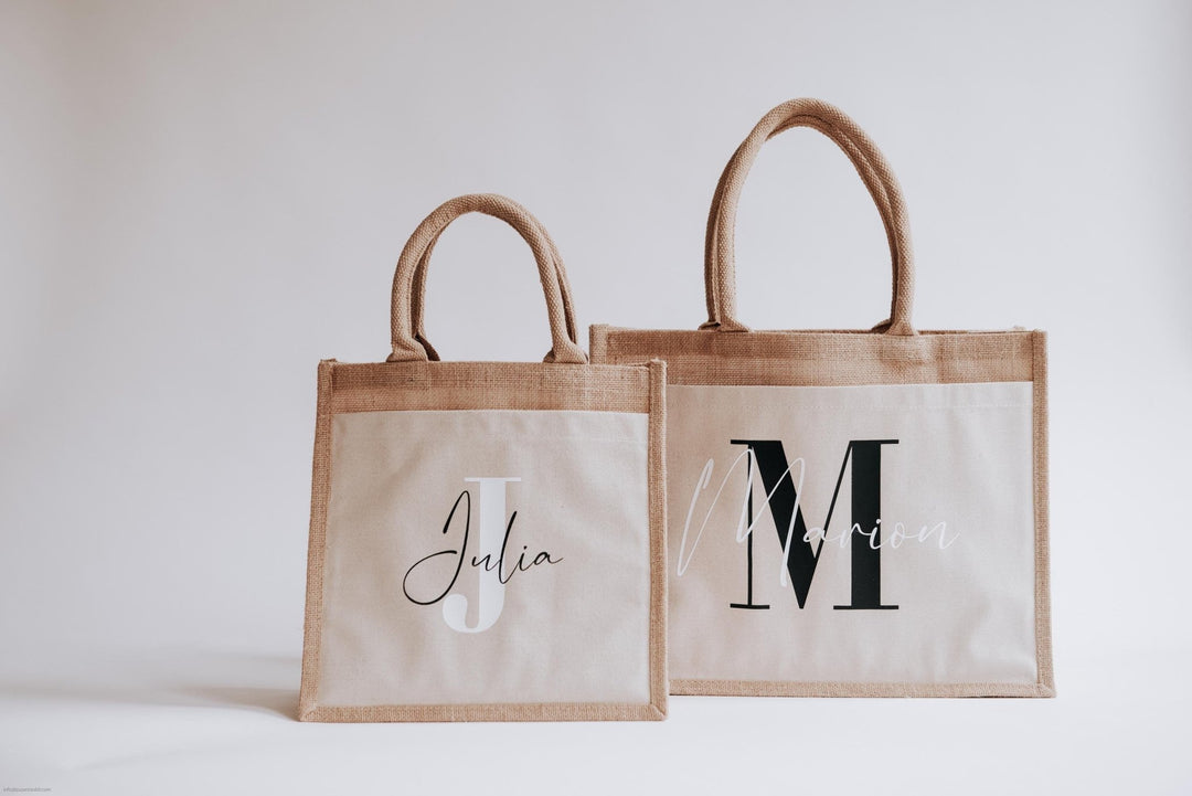 Personalisierte Jutetasche Initiale Name - Jellies Design