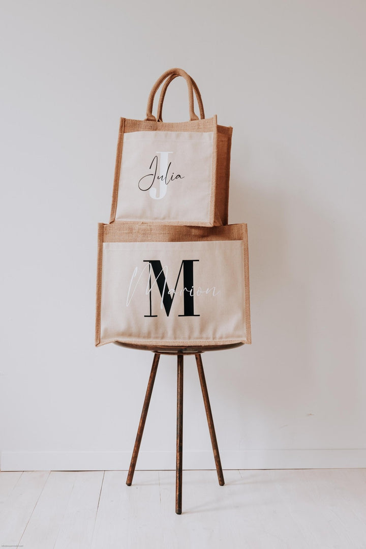 Personalisierte Jutetasche Initiale Name - Jellies Design