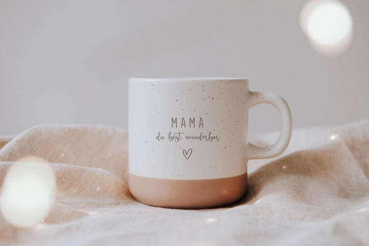 Personalisierte Keramiktasse Mama du bist wunderbar oder für Papa - Jellies Design
