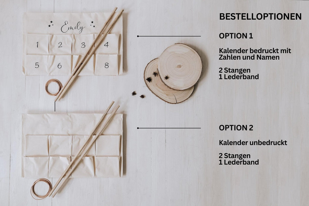 Personalisierter Adventskalender für die gaze Familie aus Stoff mit Namen - Jellies Design
