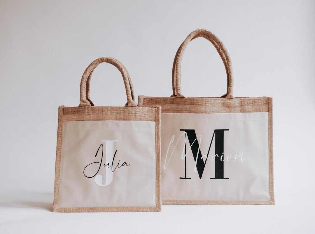 Personalisierte Jutetasche Initiale Name - Jellies Design