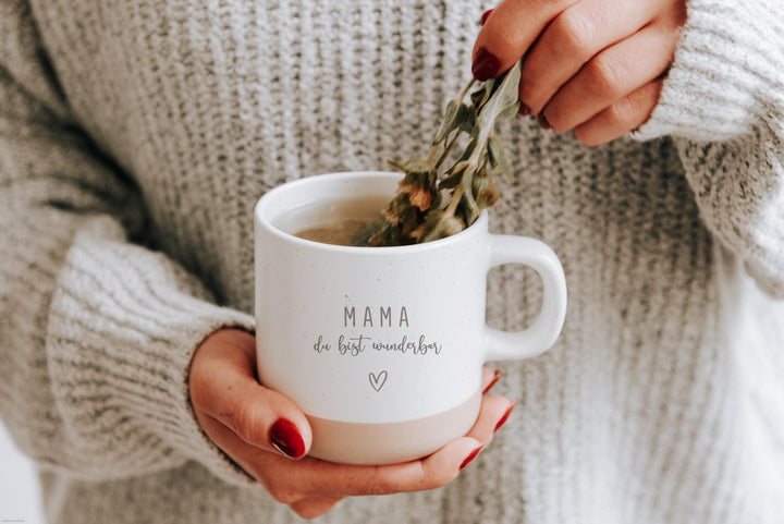 Personalisierte Keramiktasse Mama du bist wunderbar oder für Papa - Jellies Design