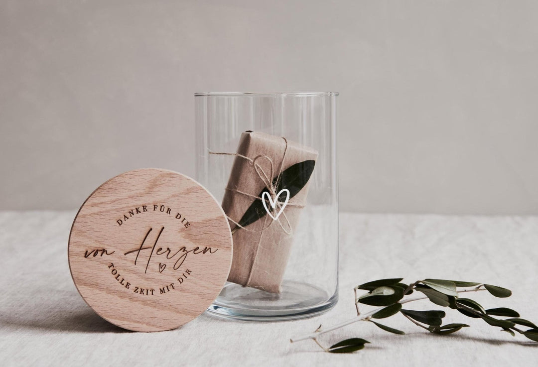 personalisiertes Vorratsglas "Herz" mit Gravur "von Herzen" - Jellies Design