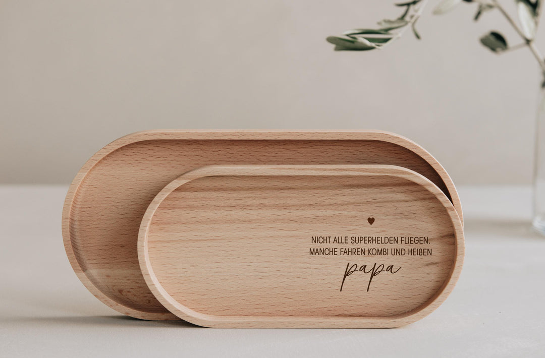 Geschenkidee für den Papa persönlich und von Herzen | Tablett mit Gravur Vatertag | Geburtstag | Kleine Aufmerksamkeit | Holz Deko - JelliesDesign - Trays - Decorative Trays