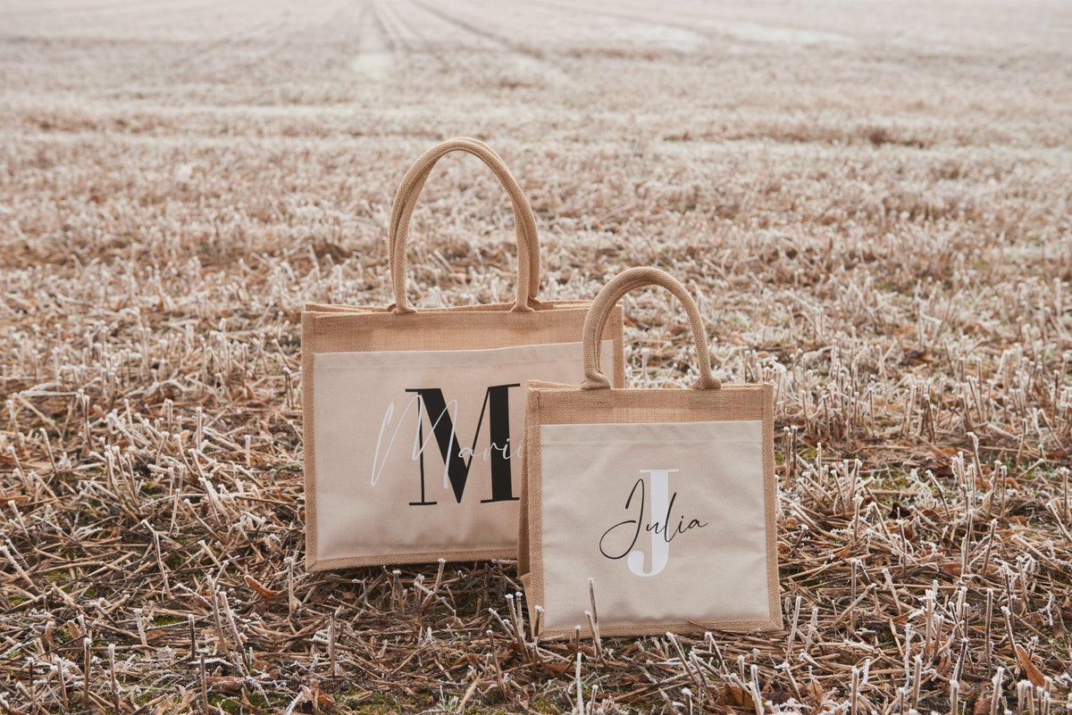 Personalisierte Jutetasche Initiale Name - Jellies Design