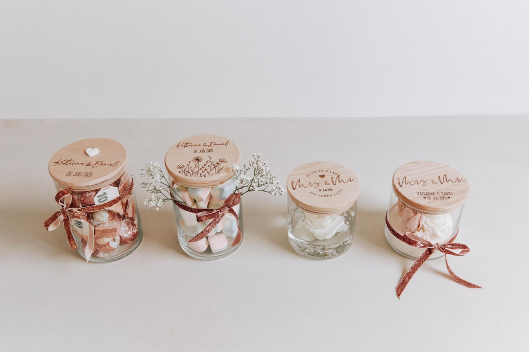 Hochzeitsglas "Mr & Ms" das Geschenk zur Hochzeit individuell, persönlich, nachhaltig und nützlich - Jellies Design