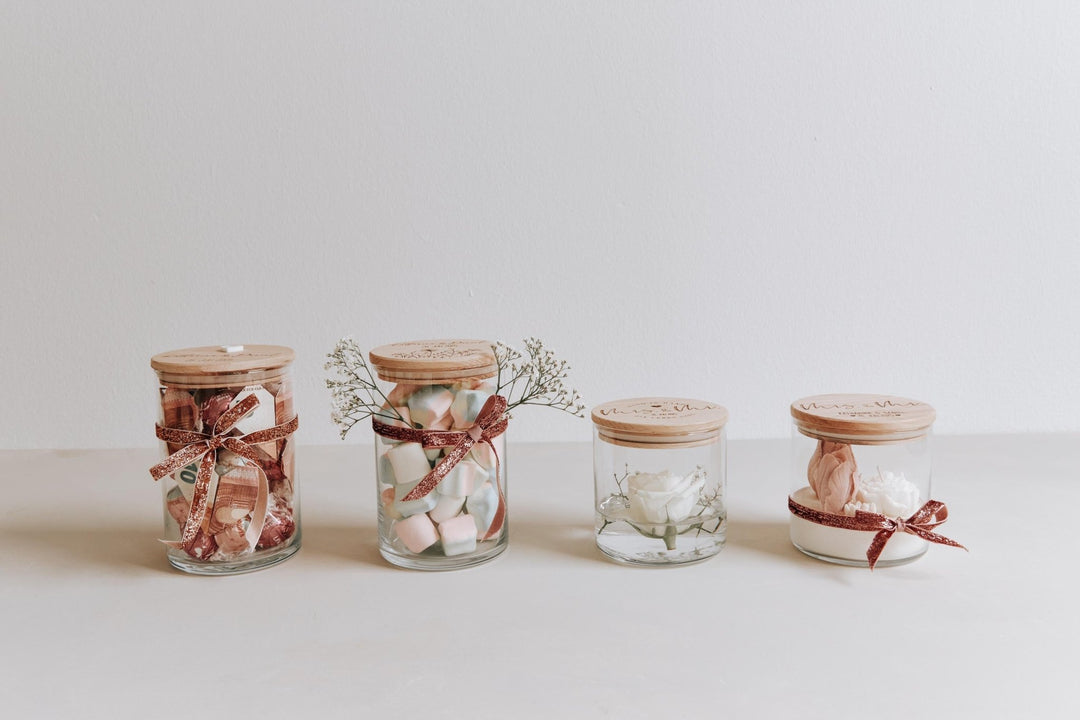 Hochzeitsglas "Wildblumen" das Geschenk zur Hochzeit, Verlobung oder Jahrestag, ein ganz individuelles Vorratsglas - Jellies Design