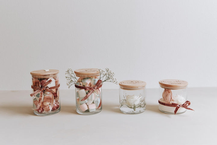 Hochzeitsglas "Wildblumen" das Geschenk zur Hochzeit, Verlobung oder Jahrestag, ein ganz individuelles Vorratsglas - Jellies Design