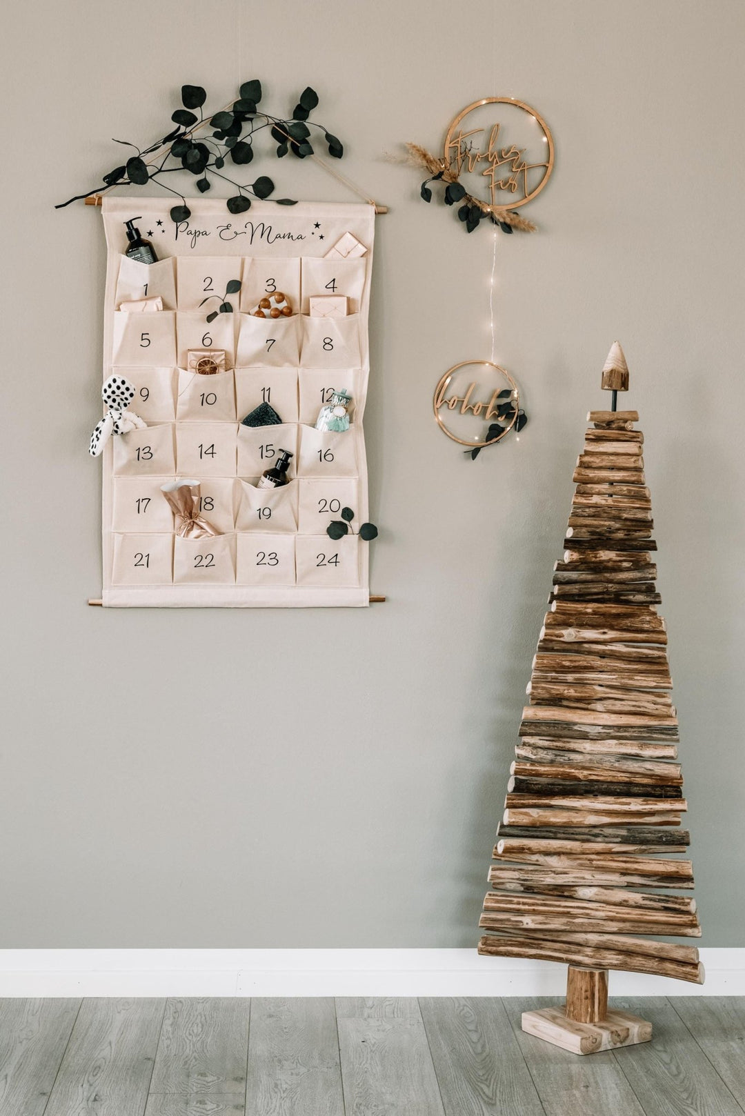 Personalisierter Adventskalender für die gaze Familie aus Stoff mit Namen - Jellies Design