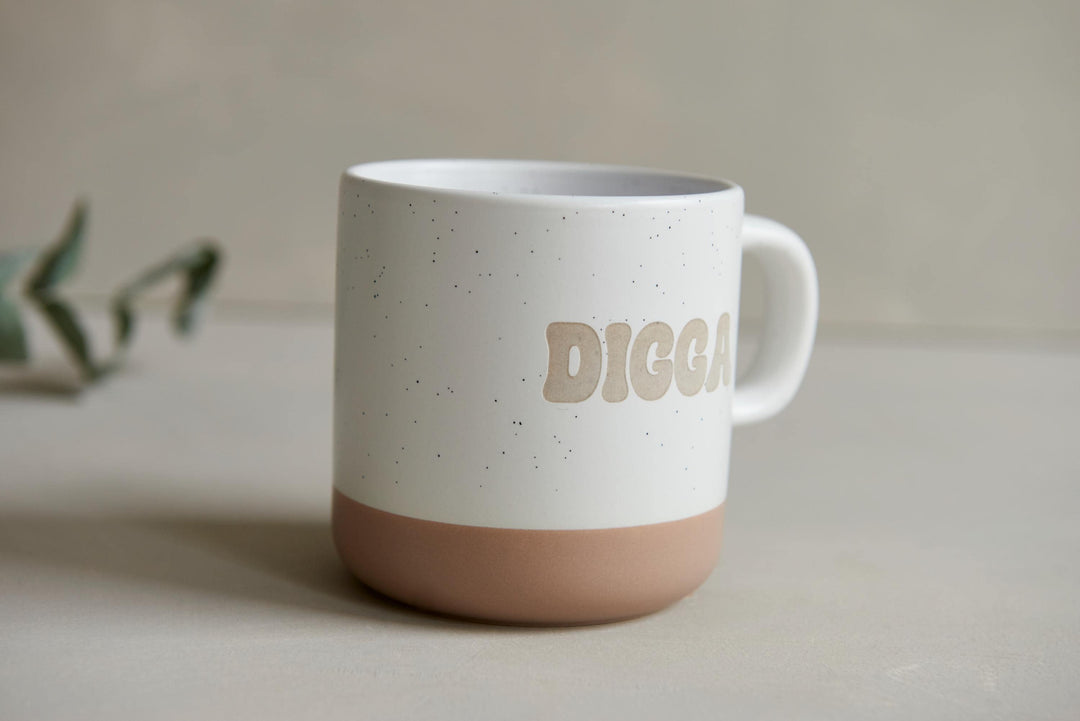 Keramiktasse "Digga" Weiß mit 360ml als Geschenk für Vatertag oder den coolen Teenager - Jellies Design