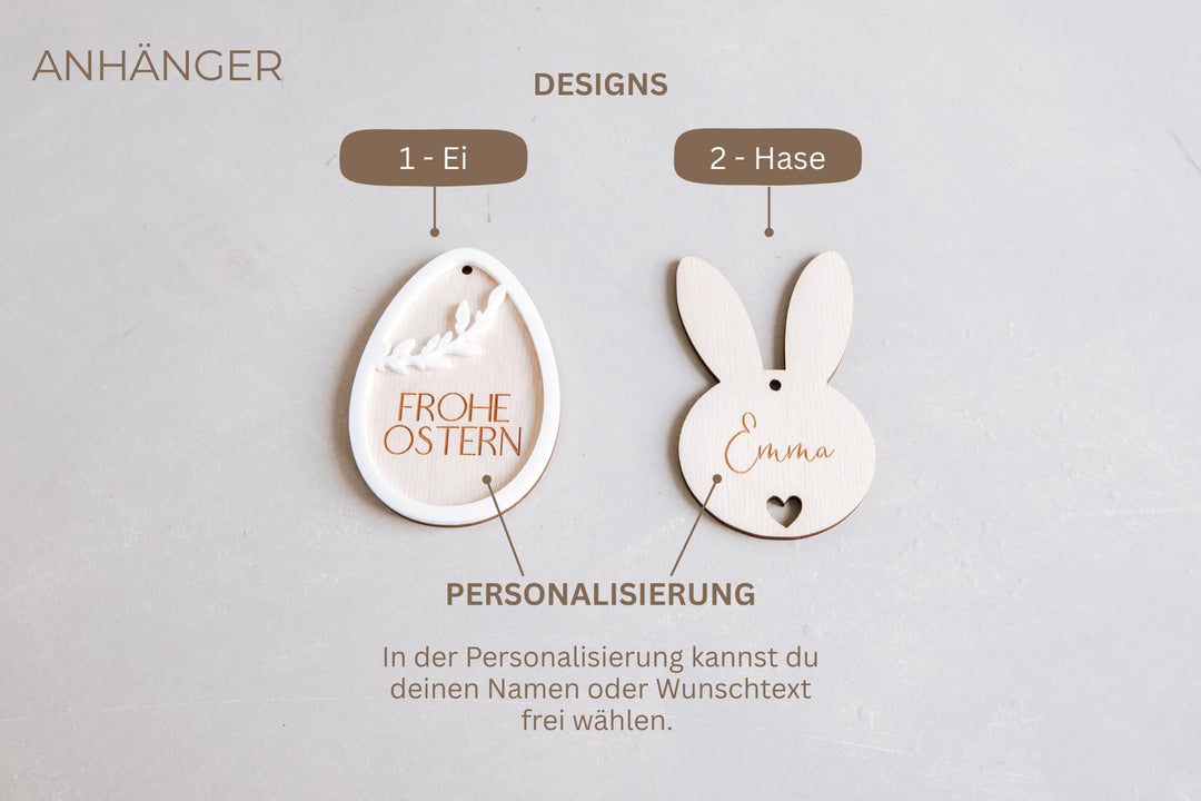 Osterkorb mit personalisiertem Anhänger, aus Weide und Baumwolle, Geschenkidee für Erzieherinnen, Freundin, Nachbarn oder Mitbringsel - Jellies Design