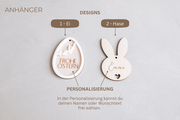 Osterkorb mit personalisiertem Anhänger, aus Weide und Baumwolle, Geschenkidee für Erzieherinnen, Freundin, Nachbarn oder Mitbringsel - Jellies Design