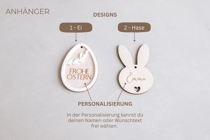 Osterkörbchen personalisiert aus Weide mit Anhänger – Osternest für Kinder, 26×25×20 cm, Baumwolleinsatz - Jellies Design
