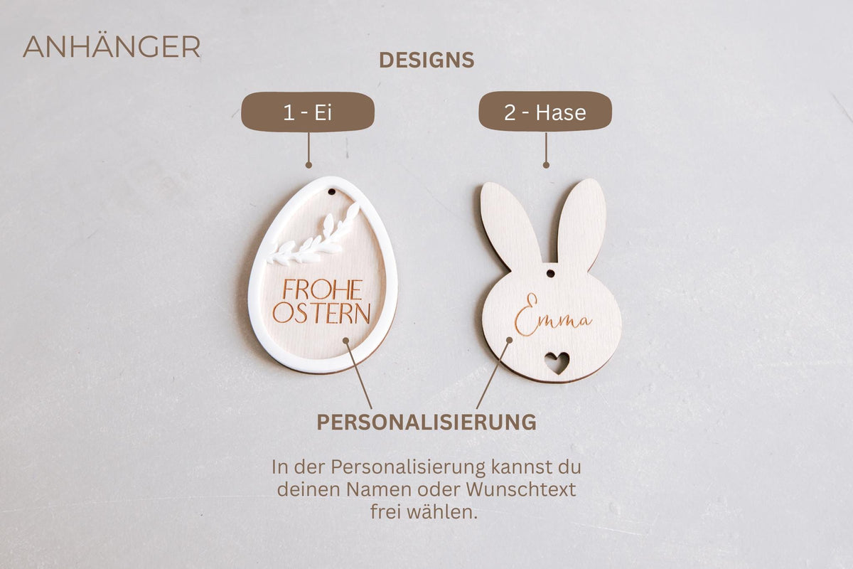 Osterkörbchen mit personalisiertem Anhänger für Kinder, aus Weide und Baumwolle - Jellies Design