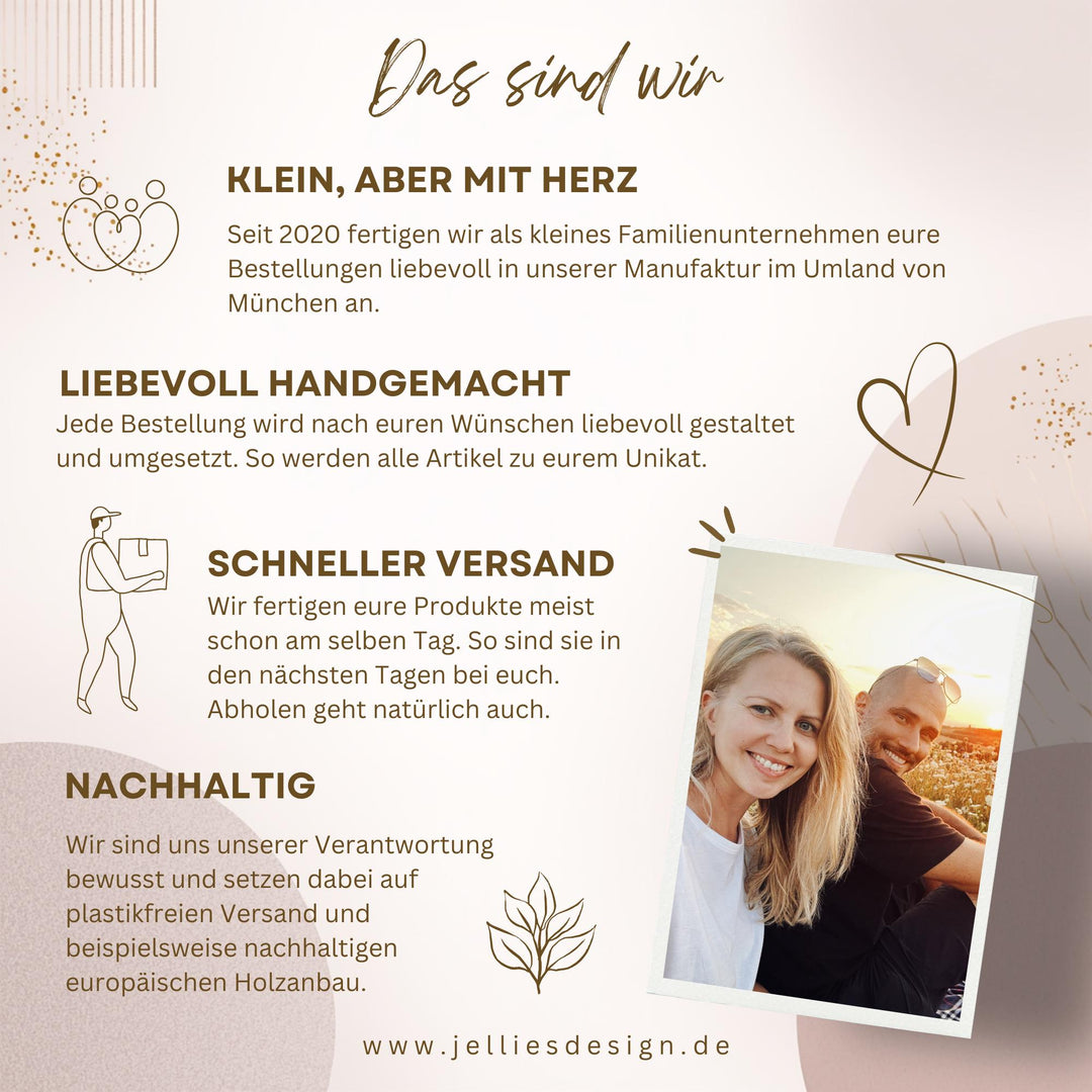 Holztablett aus Buche mit Gravur "Freundschaft" – personalisiertes Geschenk für die beste Freundin, in 2 Größen wählbar - Jellies Design