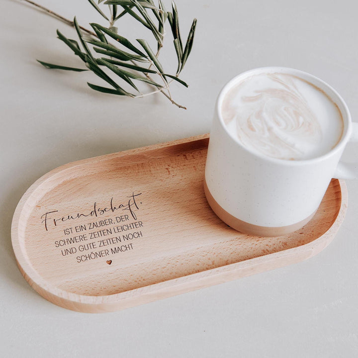 Holztablett aus Buche mit Gravur "Freundschaft" – personalisiertes Geschenk für die beste Freundin, in 2 Größen wählbar - Jellies Design