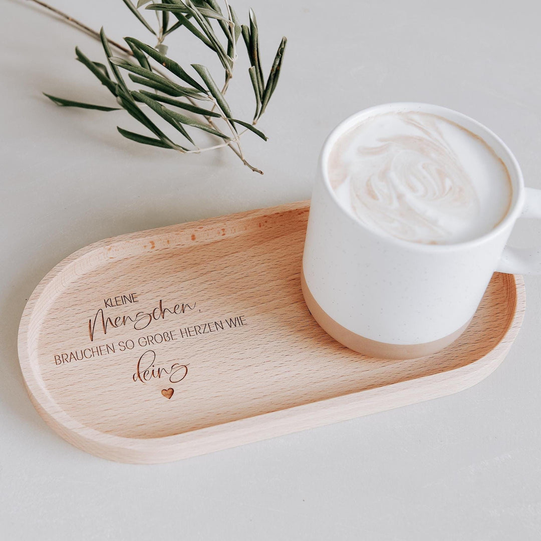 Holztablett aus Buche mit Gravur "kleine Menschen ..." – personalisiertes Geschenk für die beste Freundin, in 2 Größen wählbar - Jellies Design