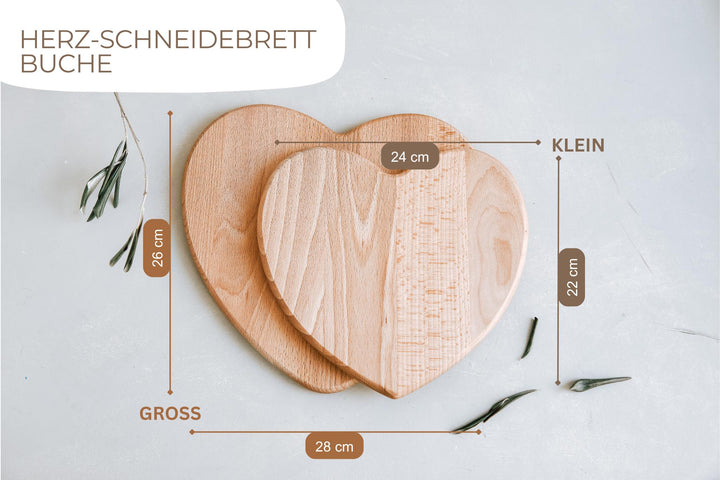 Geschenkidee mit deiner Wunschgravur für die beste Freundin, Schneidebrett Herz aus Buchenholz – Dankeschön oder Abschied - Jellies Design