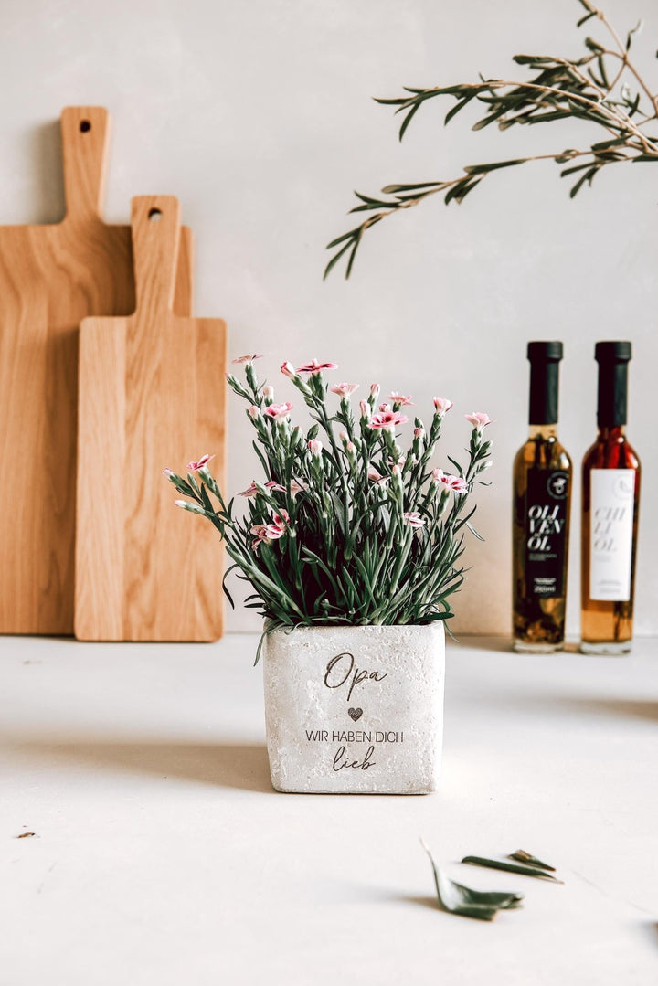 personalisierter Blumentopf als Geburtstagsgeschenk oder Geldgeschenk für Opa, Papa, oder als Dankeschön - Jellies Design