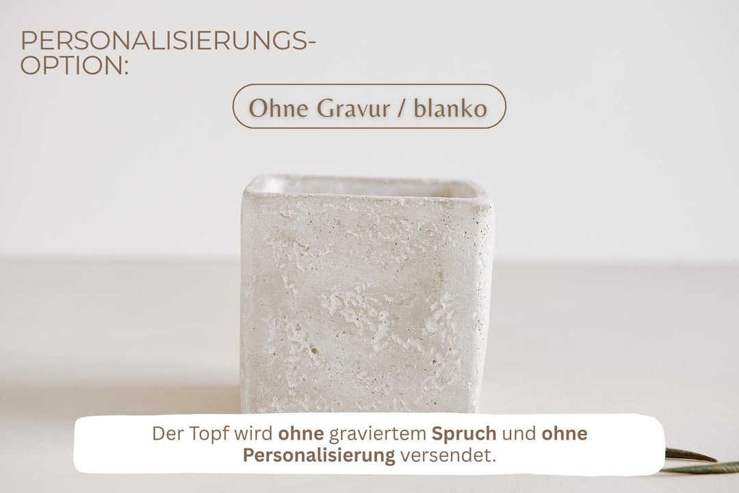 Geburtstagsgeschenk Blumentopf Beton mit eigener Wunschgravur - Jellies Design