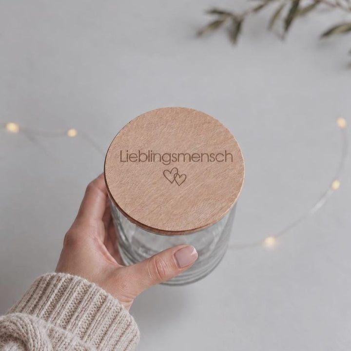 Vorratsglas mit Gravur personalisiert | Weihnachtsgeschenk Adventszeit | Keksglas Plätzchenglas Holzdeckel | Geschenk Lieblingsmensch - JelliesDesign - Storage Jars - Cookie Jars