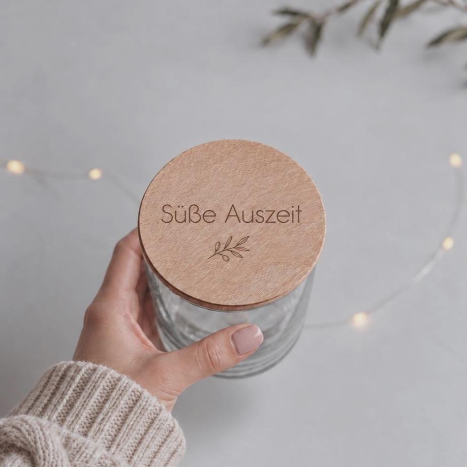 Vorratsglas mit Gravur personalisiert | Weihnachtsgeschenk Adventszeit | Keksglas Plätzchenglas Holzdeckel | Geschenk Lieblingsmensch - JelliesDesign - Storage Jars - Cookie Jars