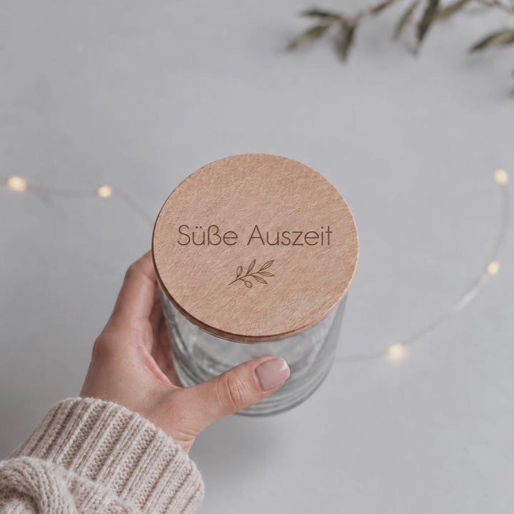 Vorratsglas mit Gravur personalisiert | Weihnachtsgeschenk Adventszeit | Keksglas Plätzchenglas Holzdeckel | Geschenk Lieblingsmensch - JelliesDesign - Storage Jars - Cookie Jars