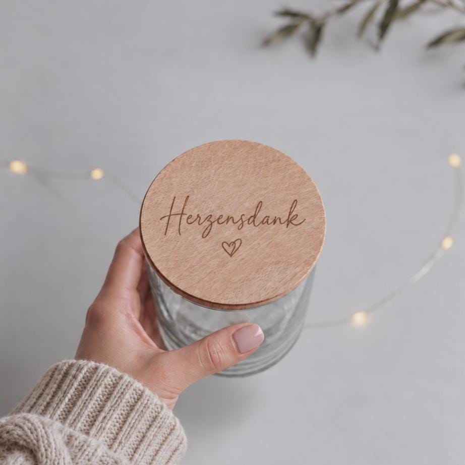 Vorratsglas mit Gravur personalisiert | Weihnachtsgeschenk Adventszeit | Keksglas Plätzchenglas Holzdeckel | Geschenk Lieblingsmensch - JelliesDesign - Storage Jars - Cookie Jars