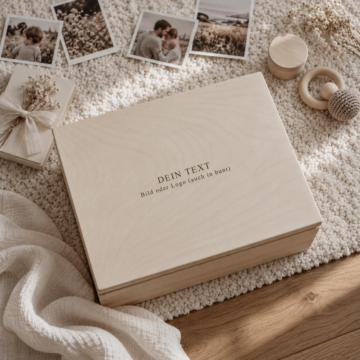 Erinnerungskiste personalisiert mit Wunschtext aus Holz - Jellies Design