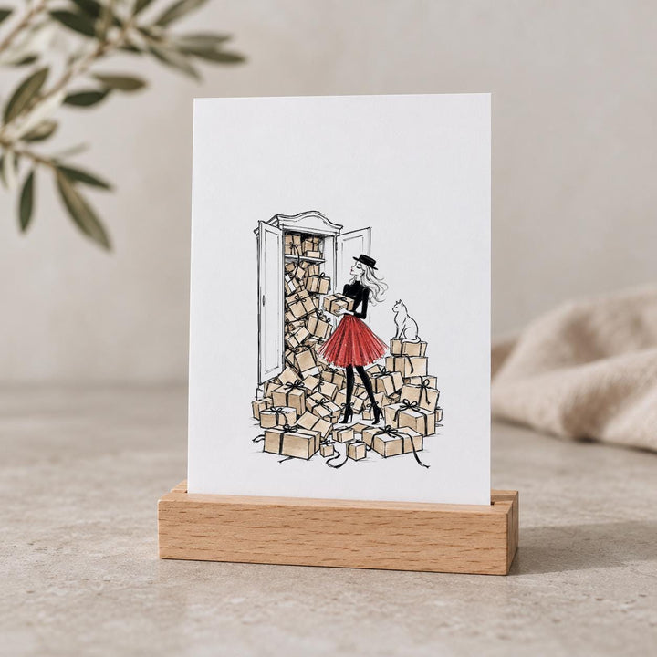 Weihnachtskarten Set 6 Stück lustig, handgezeichnete Illustrationen Weihnachtsstress – Postkarten A6 bunt &amp; schwarz-weiß, Serie 3 - JelliesDesign - Christmas - Christmas Cards