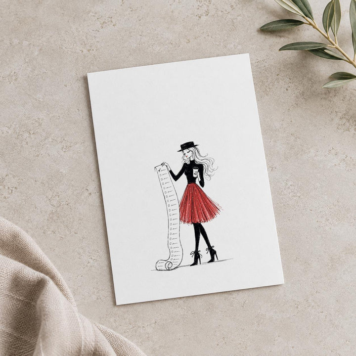 Weihnachtskarten Set 6 Stück lustig, handgezeichnete Illustrationen Weihnachtsstress – Postkarten A6 bunt &amp; schwarz-weiß, Serie 3 - JelliesDesign - Christmas - Christmas Cards