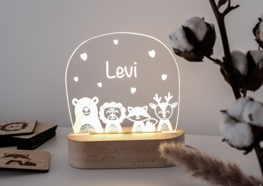 Nachtlicht für Kinder "Waldtierfreunde", personalisierbar - Jellies Design