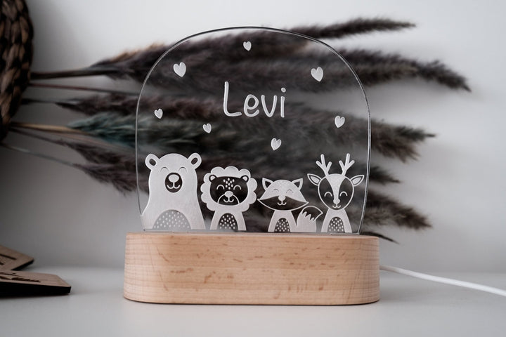 Nachtlicht für Kinder "Waldtierfreunde", personalisierbar - Jellies Design