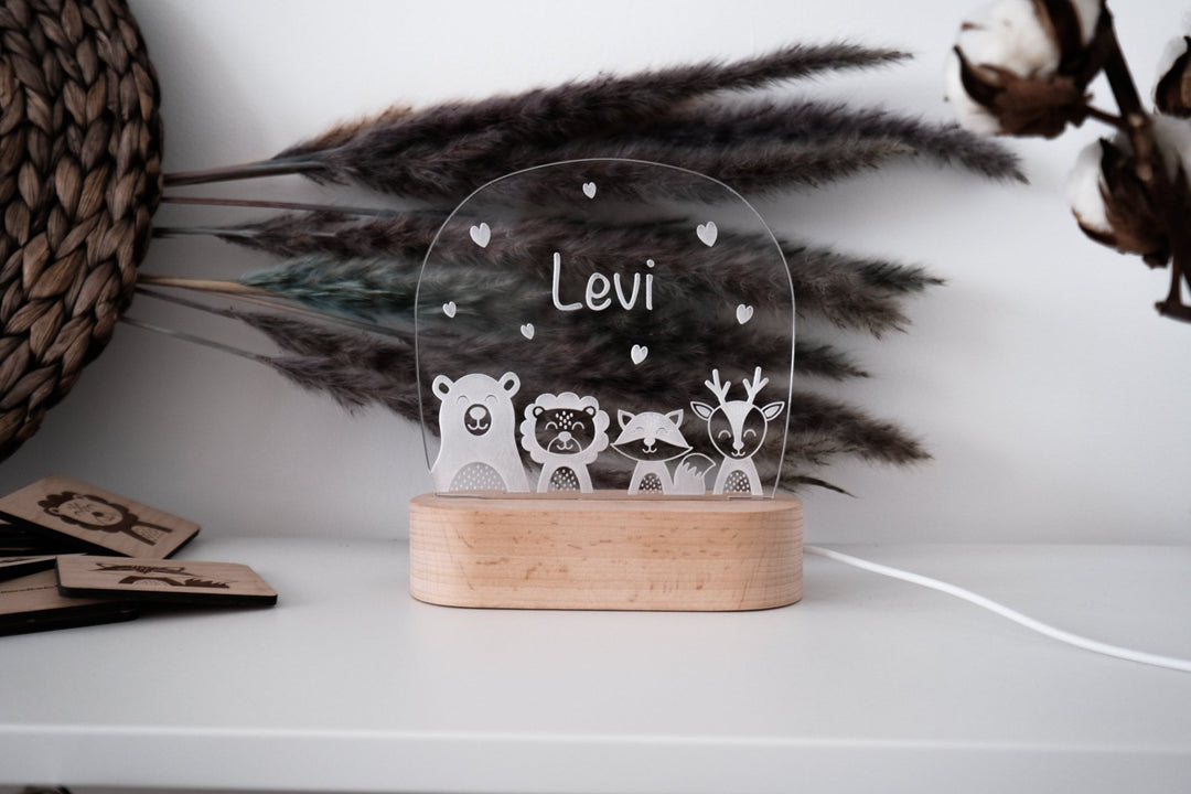 Nachtlicht für Kinder "Waldtierfreunde", personalisierbar - Jellies Design