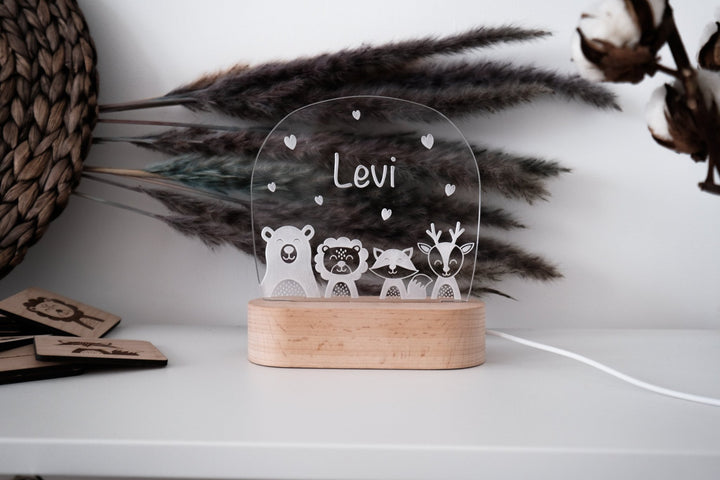 Nachtlicht für Kinder "Waldtierfreunde", personalisierbar - Jellies Design