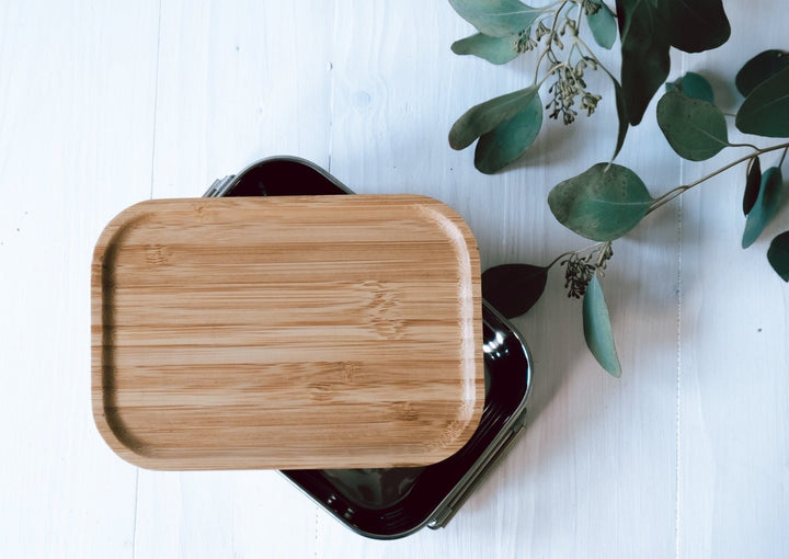 Lunchbox aus Edelstahl mit Holzdeckel "Waldtiere" personalisierbar
