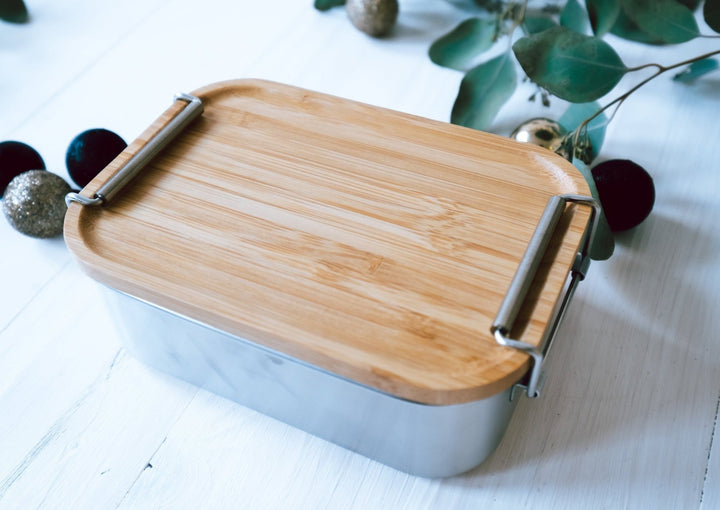 Lunchbox aus Edelstahl mit Holzdeckel "Tiermotive" personalisierbar