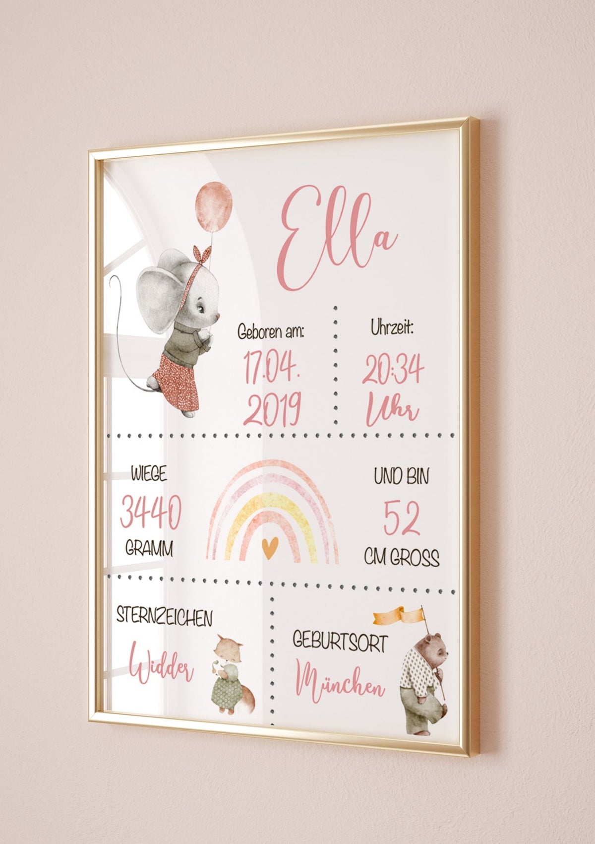 Kinderzimmer Poster mit Geburtsdaten - Jellies Design