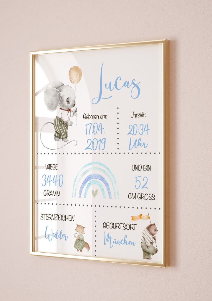 Kinderzimmer Poster mit Geburtsdaten - Jellies Design