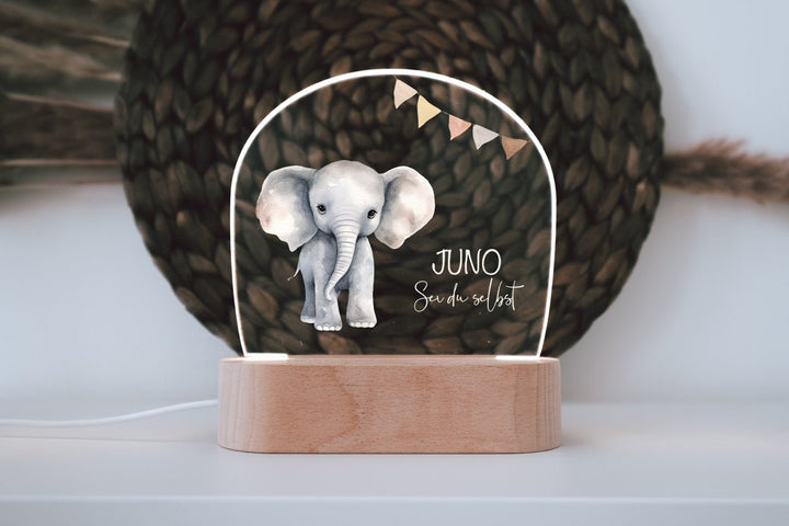 Nachtlicht für Kinder "Safari - Elefant" farbig, personalisierbar - Jellies Design