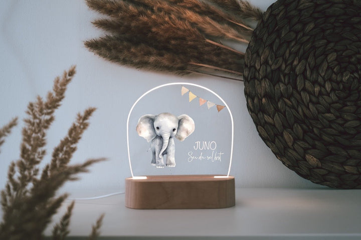 Nachtlicht für Kinder "Safari - Elefant" farbig, personalisierbar - Jellies Design