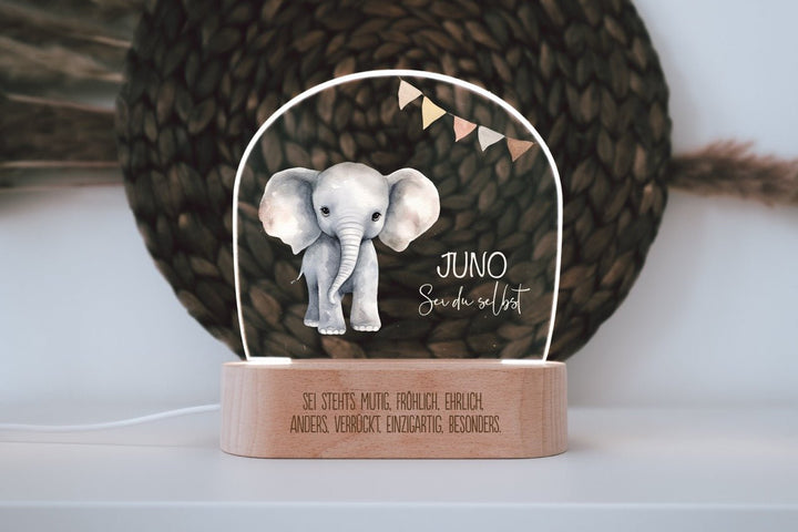 Nachtlicht für Kinder "Safari - Elefant" farbig, personalisierbar - Jellies Design