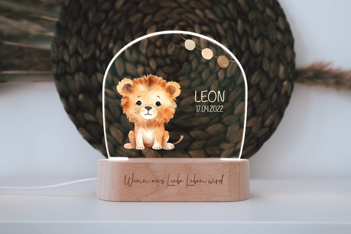 Nachtlicht für Kinder "Safari - Löwe" farbig, personalisierbar - Jellies Design