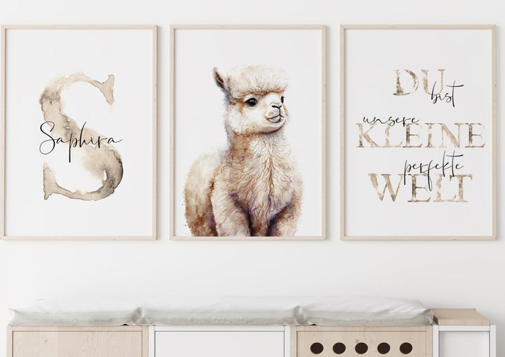 Kinderzimmer Wandposter "Lama" als Set oder einzeln, personalisierbar - Jellies Design