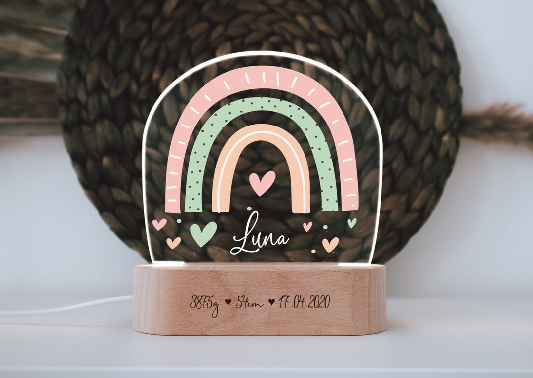 Nachtlicht für Mädchen "Regenbogen" farbig, personalisierbar - Jellies Design